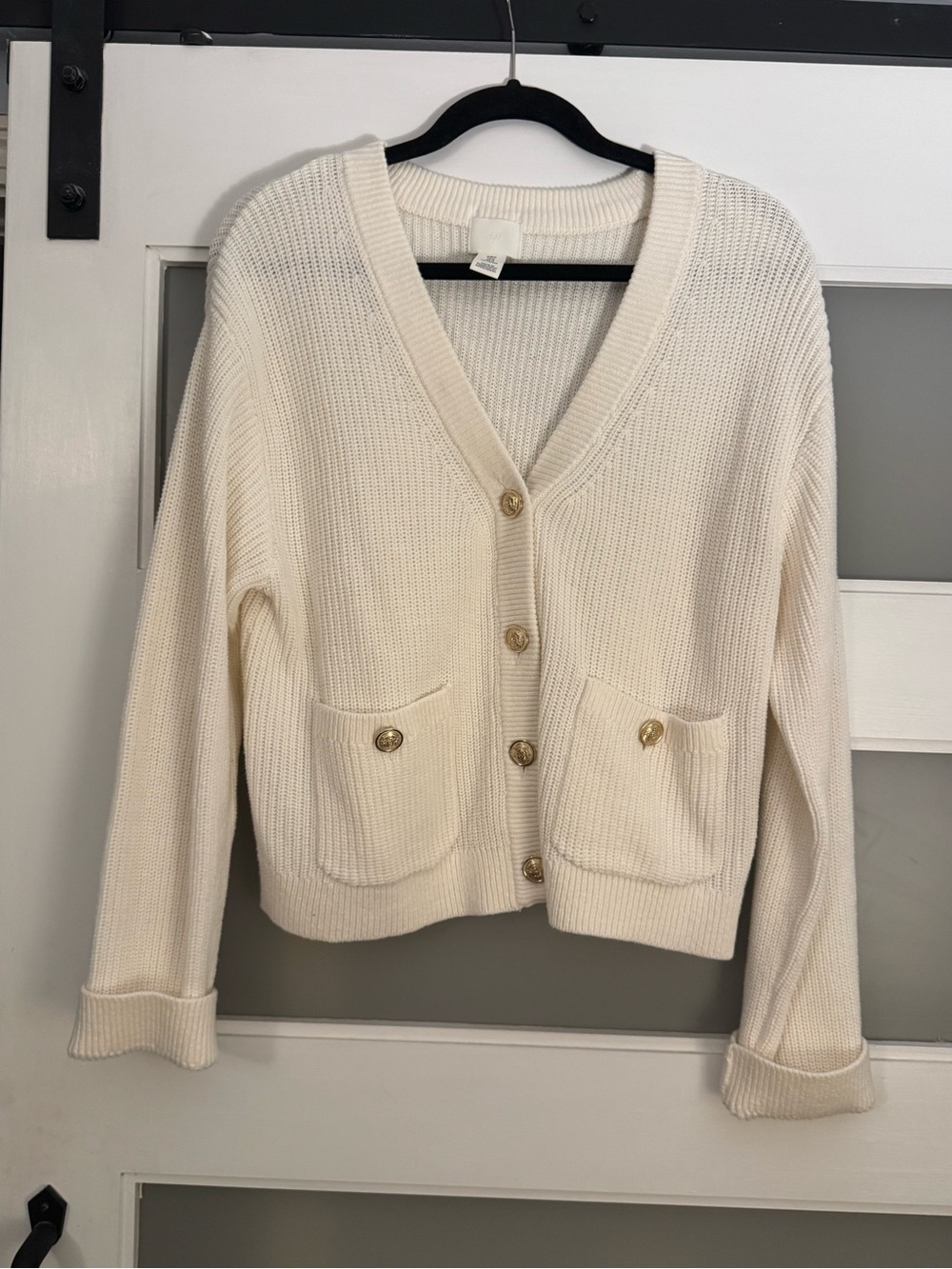 H & M Cream Cotton Women's Cardigan Sweater